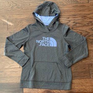 Medium North Face Gray and Blue Pullover Hoodie